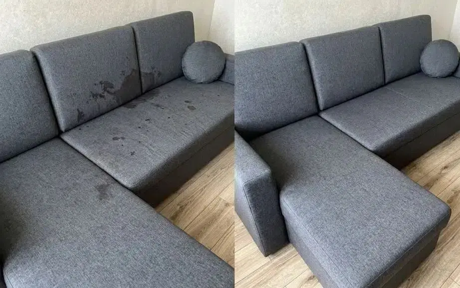 Удаление пятен сока и жира с дивана