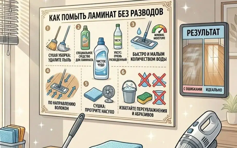 Как помыть ламинат без разводов